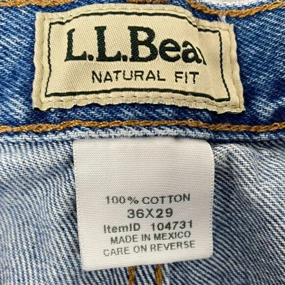 L.L. Bean Men's Jeans 36x29 100% Cotton Natural Fit Straight Leg Blue Denim - Picture 3 of 13